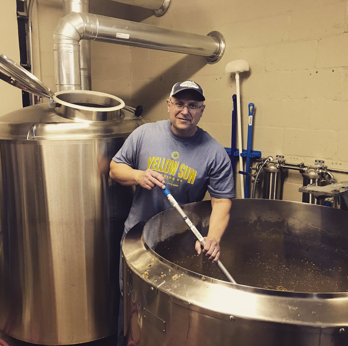 MyRutherfordton's tweet photo. Things are officially brewing in as Yellow Sun Brewing Co is brewing their 1st batch today! Stay tuned to taste this IPA! #ncbrews https://t.co/9XZlDdiSYr