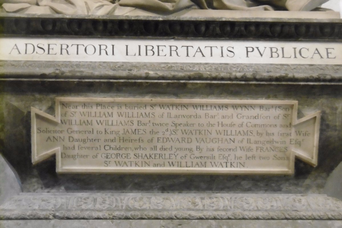 5thLackey's tweet photo. Restrained, for him, #Rysbrack in Ruabon St Mary's for #SirWilliamWatkinWynne Latin tranlates  'to the assertor of public liberty' https://t.co/acqTfmHmvb