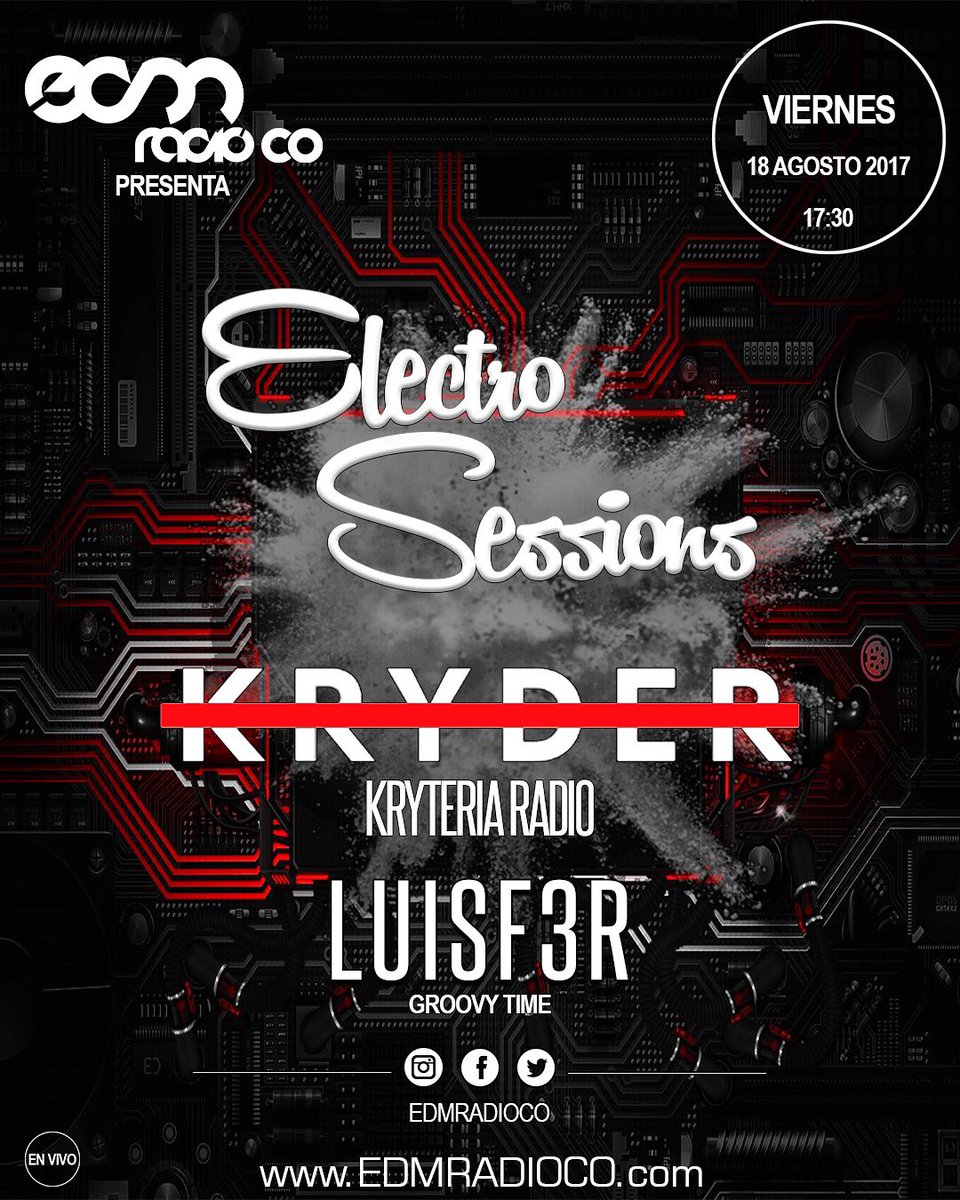 edmradioco's tweet photo. Hoy 17:30 hora #Col #ElectroSessions junto a @krydermusic y @luivalencia escucha los sets en vivo por https://t.co/335wFvzZkI #groovemusic 🎶 https://t.co/ApK8FkFlQh