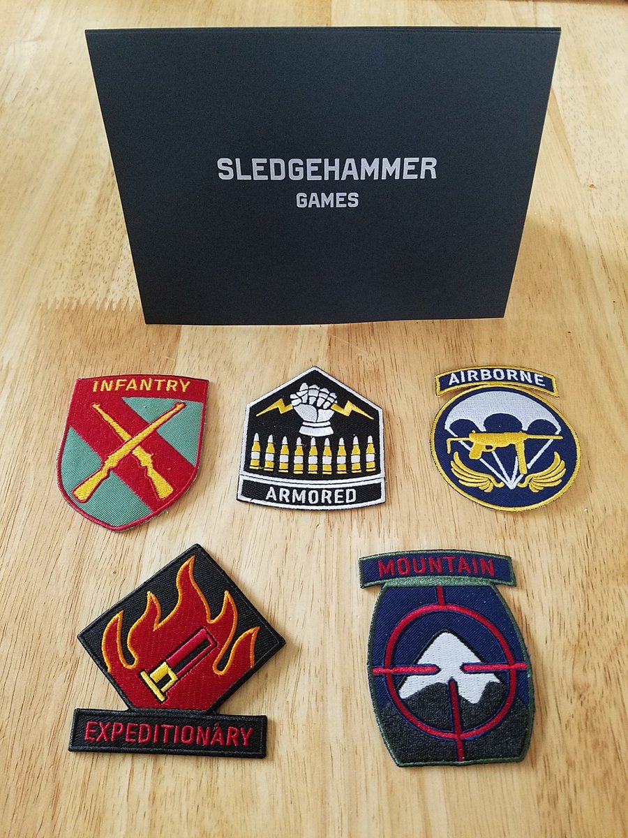 Shaeggy's tweet photo. @SHGames Thanks for the sweet patches. My boys love them as much as I do. Can't wait for the game to come out. #CODWWII #hammerweek https://t.co/pYvuKCPqCl