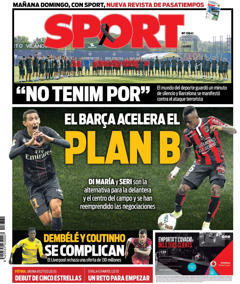 #SPORT / Le Barça accélère le Plan B
DiMaria et Seri sont les alternatives
Dembele et Coutinho se compliquent