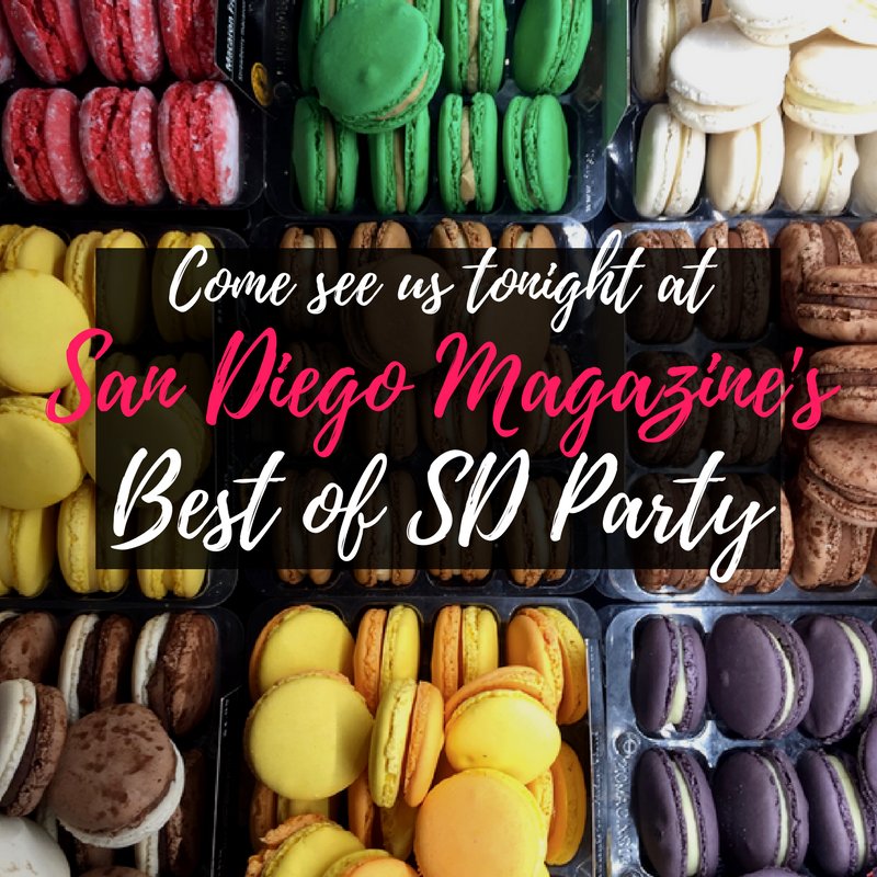 Come see us at <a href="/SanDiegoMag/">San Diego Mag</a>'s #BestofSanDiegoParty tonight at <a href="/Liberty_Station/">Liberty Station</a>! Serving our French #macarons, including new #coconut flavor!