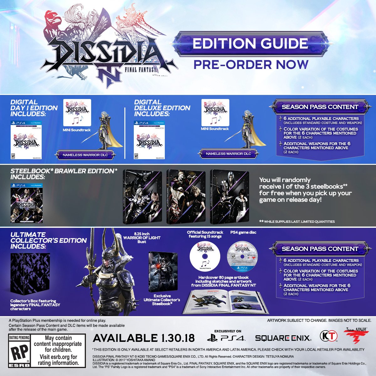 FinalFantasy's tweet photo. All you need to know for #Dissidia Final Fantasy NT editions for North America found here! https://t.co/Jw63MIrAo0 #FF30throwdown https://t.co/osh206Oh7i