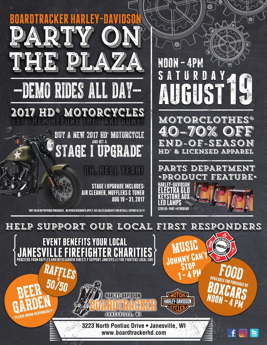 BoardtrackerHD's tweet photo. Tomorrow's the day! Come support our local Janesville Firefighter Charities! A Party is happening and you don't want to miss it!🎉🚒🎊 https://t.co/CrpPxb5wHt