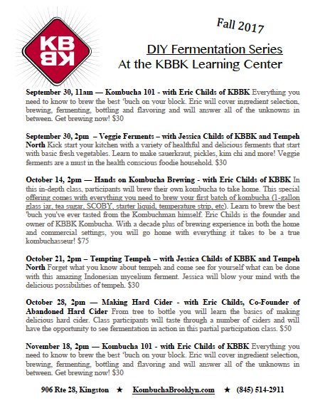Fall fermentation class list is up! Sign up to get your ferment on! kombuchabrooklyn.com <a href="/tempehshopbk/">Jess Baucom</a> #LearningSomethingNew