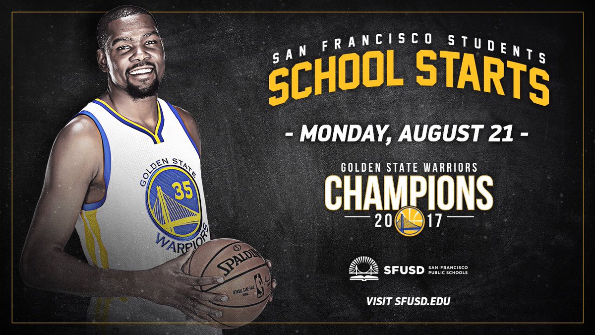 sfedfund's tweet photo. We're celebrating the first day of schools @SFUnified with @warriors! #back2schoolsf https://t.co/uelkjWojlu