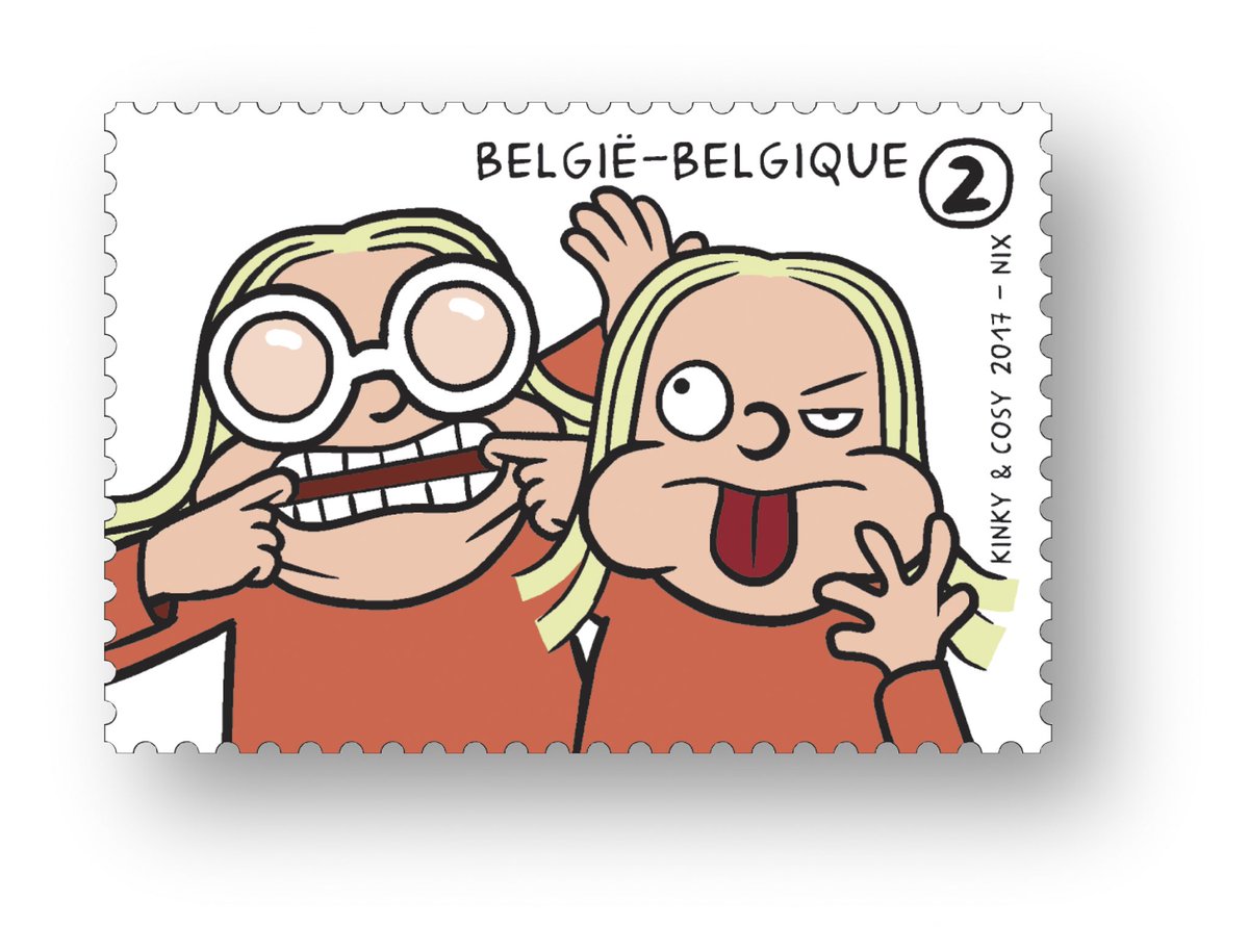 Demain 19 août, c'est le premier jour d'émission du timbre belge avec Kinky &amp; Cosy. #bpost #timbreposte