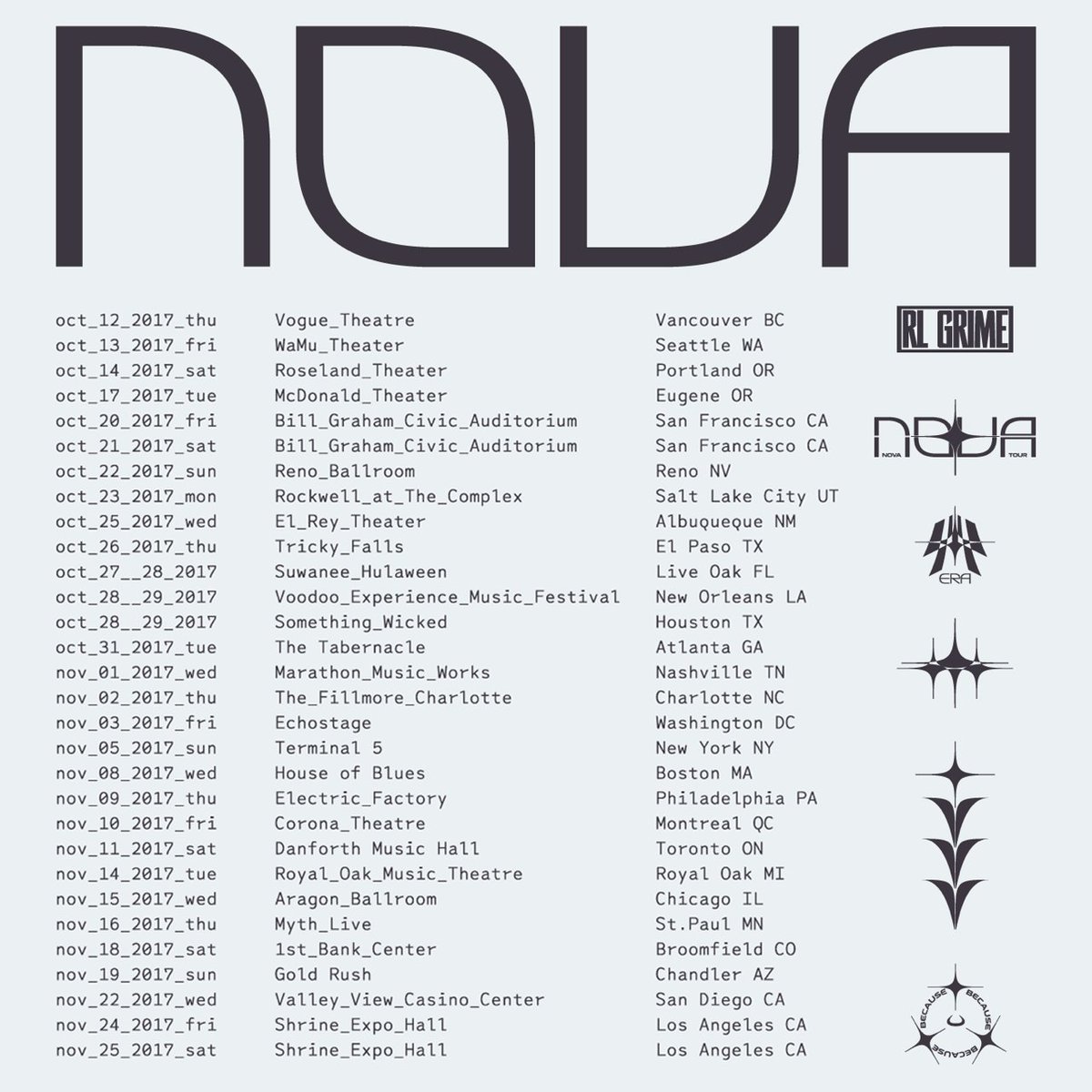 RLGRIME's tweet photo. this is it. every nova tour show. all on sale today.

✦

https://t.co/8OfMeEdT9c https://t.co/lNh9ncRvZf