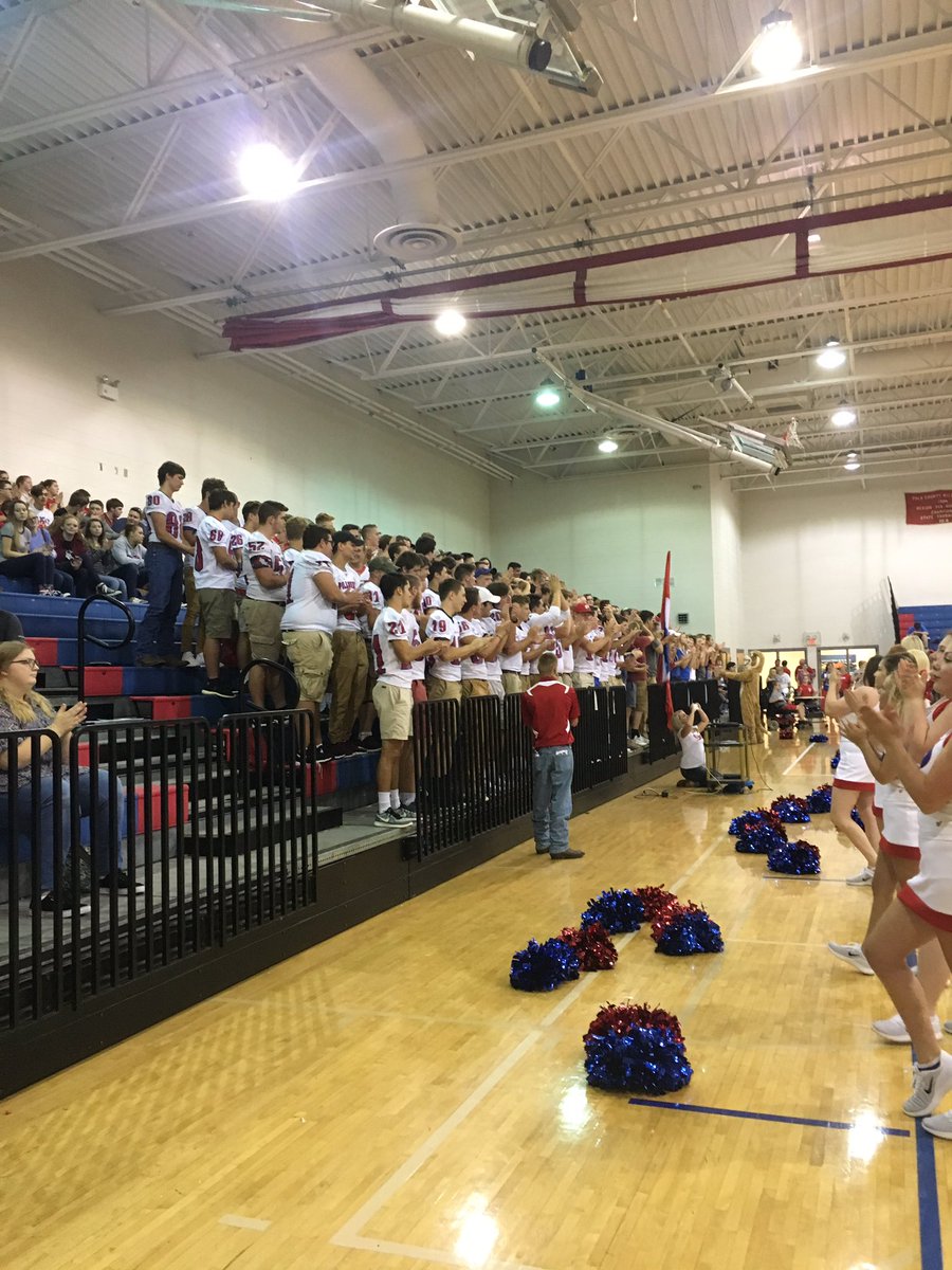 PoCoHigh's tweet photo. The players, cheerleaders, and students are fired up and ready to take on the Cougars this evening! Kick off at 7:30! #goWildcats #BeatBasin https://t.co/jVjXeqlcnl