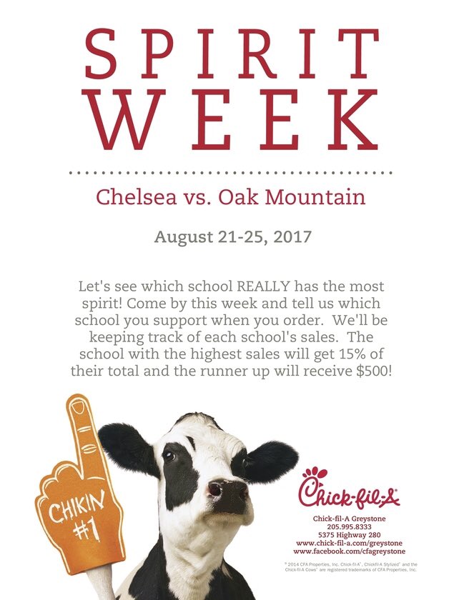 cheer_omhs's tweet image. Stop by Greystone Chick Fil A next week #goom