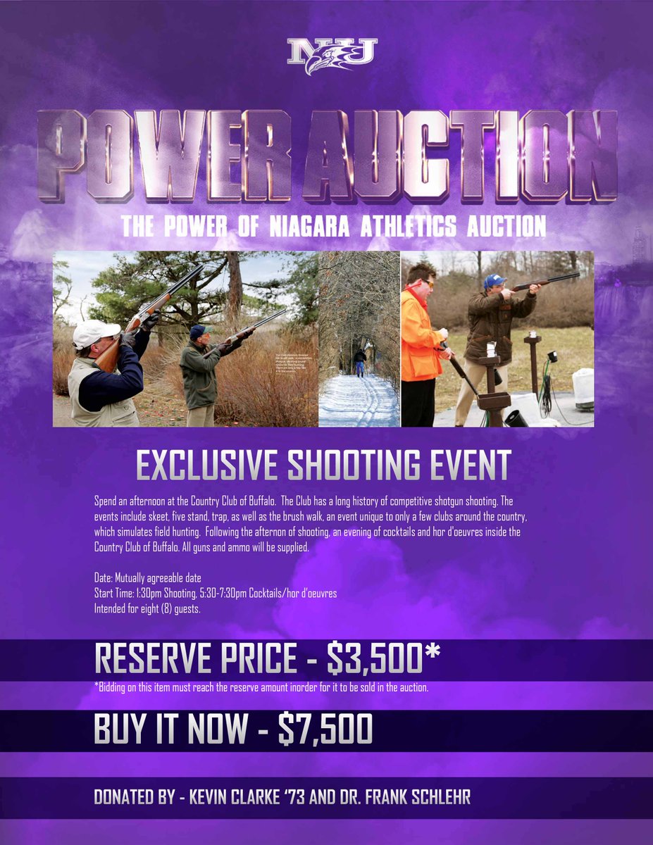 PurpleWhiteClub's tweet photo. Enter the Power Auction today to win tickets to an exclusive shooting event at the Buffalo Country Club and tickets to the Tonight Show! https://t.co/zV5Wtcdrhw