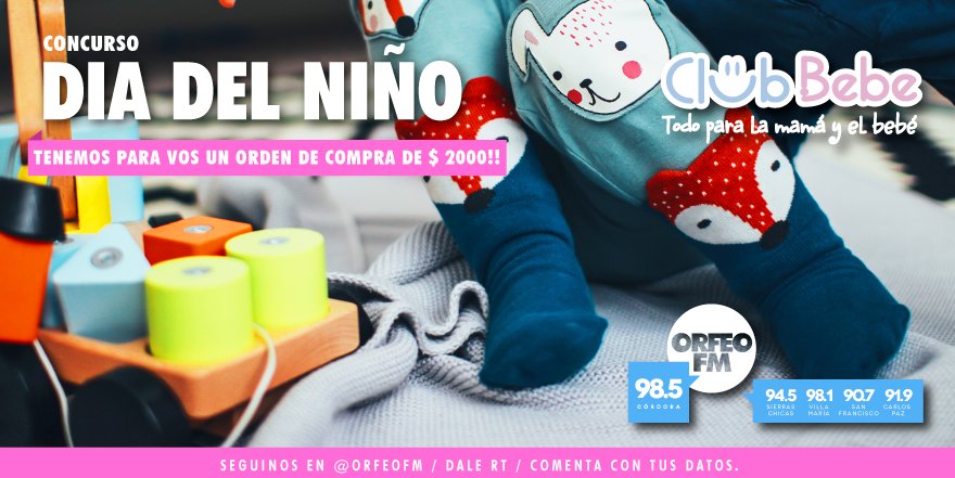OrfeoFM's tweet photo. ¡Para este #DiaDelNiño tenemos un orden de compra por $2.000!
Comentá con tus datos y participá. #ClubBebe → https://t.co/Slt6A16Geg https://t.co/jXnTG51ogZ