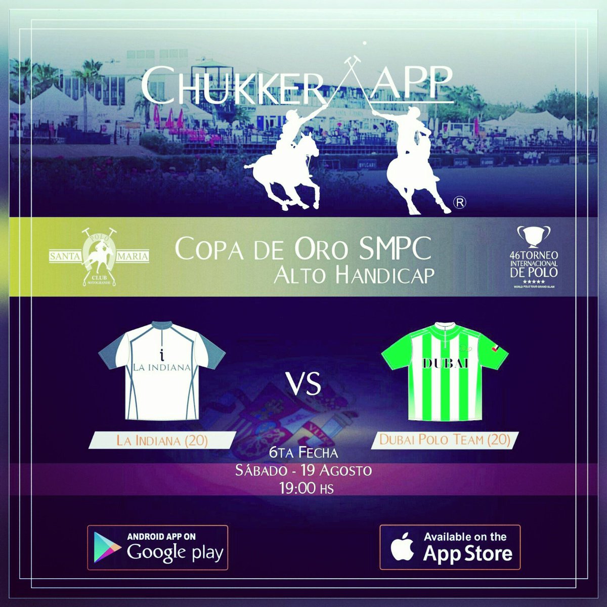 ChukkerApp's tweet photo. Mañana 6ta fecha de la #copadeoroSMPC2017 @santamariapoloclub
@laindianapolo & #dubaipoloteam.
↘Obtén los resultados con @chukkerapp! https://t.co/FQoAWDUrWs