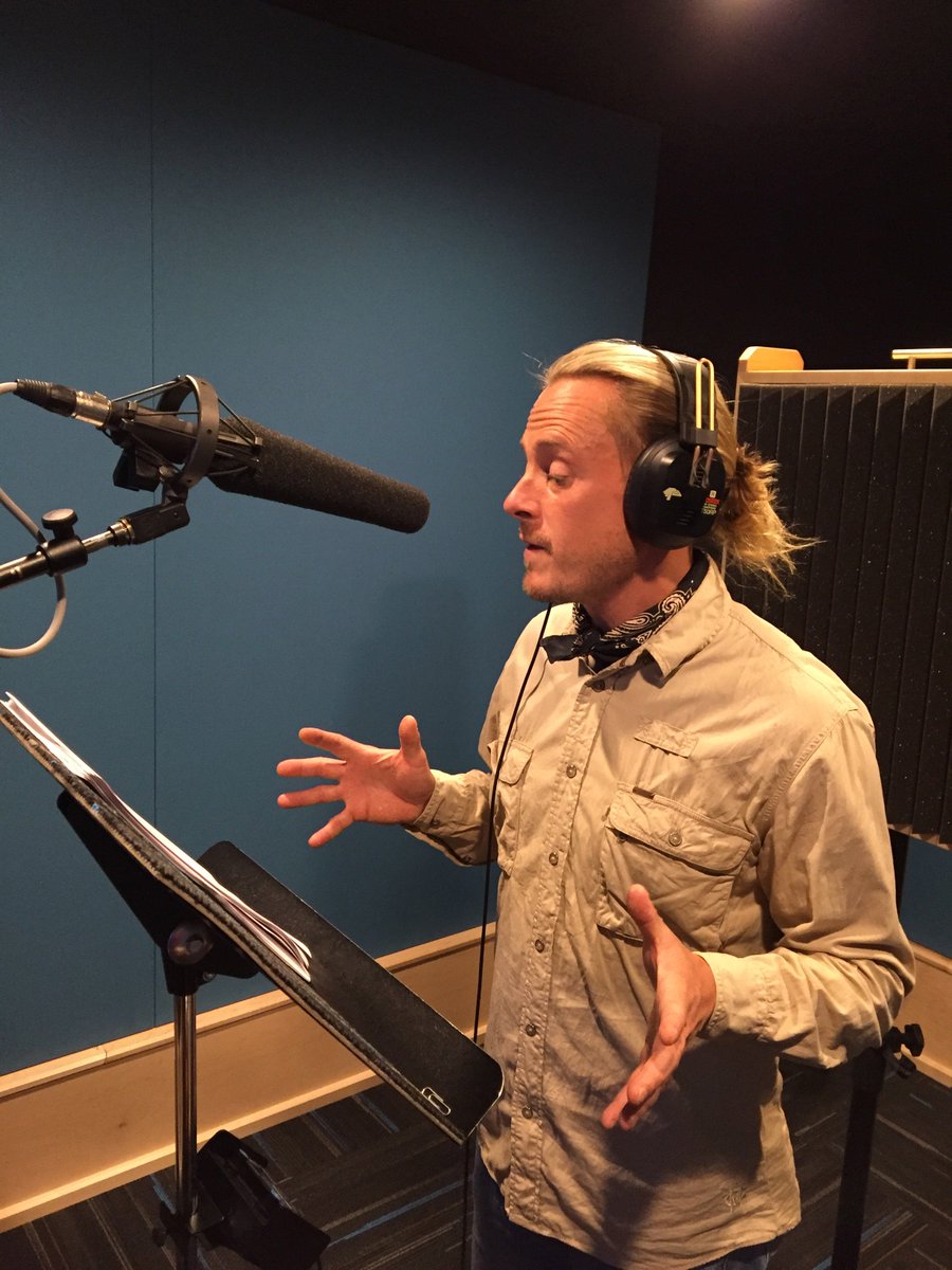 Creek Stewart recording VO for SOS: How to Survive which airs this Sunday at 8PM EST on <a href="/weatherchannel/">The Weather Channel</a> #sos #weatherchannel #howtosurvive
