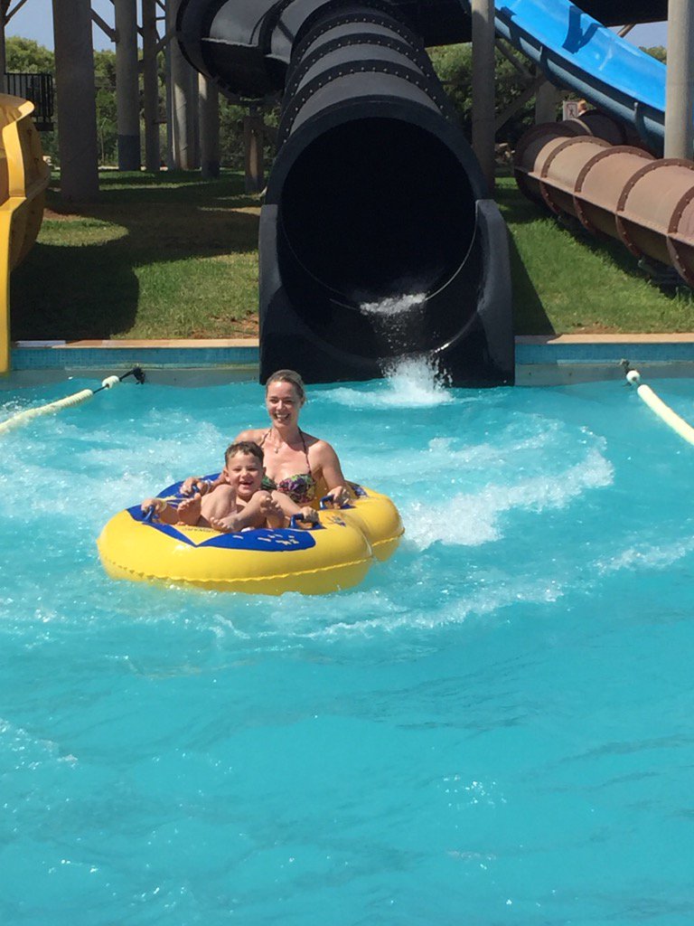 Kelly and oliver braving the water flumes