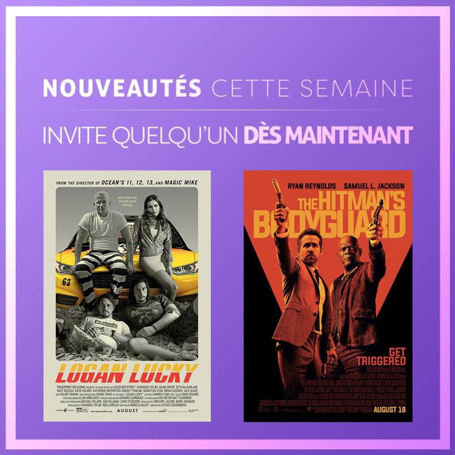 cinenowapp's tweet photo. Deux nouveaux films d'action à l'affiche ! Préférez-vous Ryan Reynolds ou bien Channing Tatum? 😏 Bonne #rencontre ! https://t.co/tbbGQPKSgX