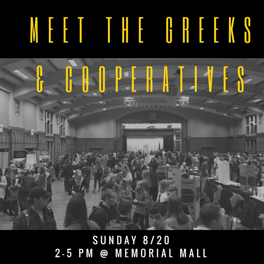 PurdueFSCL's tweet photo. Welcome back everyone! This Sunday is Meet the Greeks and Cooperatives. If you are looking to get involved on campus, come check it out! https://t.co/hIgL7pjUXb