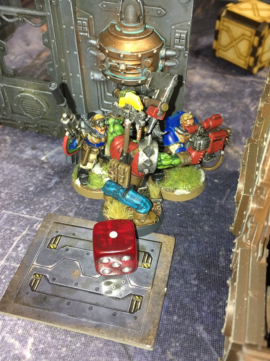 blazoncek's tweet photo. The Raid did not go well. Nob was the last ork standing but even he fell in the end. #shadowwararmageddon https://t.co/mwKCRwyyIe