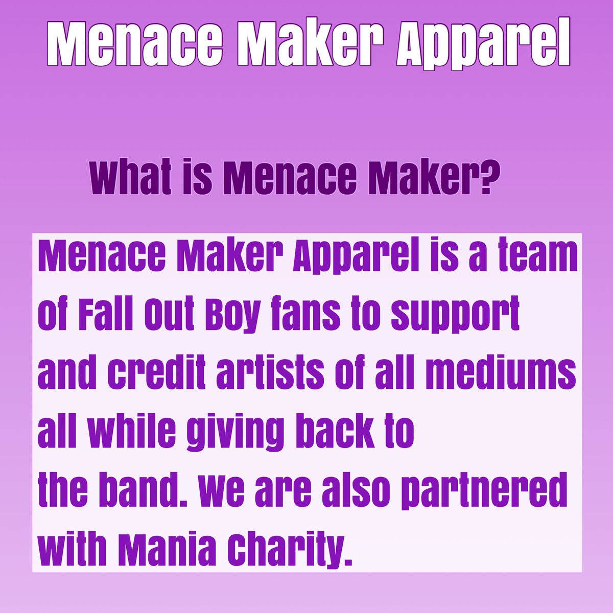 menacemaker's tweet image. Welcome to our page! #falloutboy