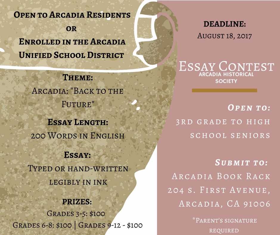 ArcadiaCAgov's tweet photo. Today's the last day to enter the #Arcadia Historical Society's essay contest for a chance to win #prizes! https://t.co/0txSzSjeF5