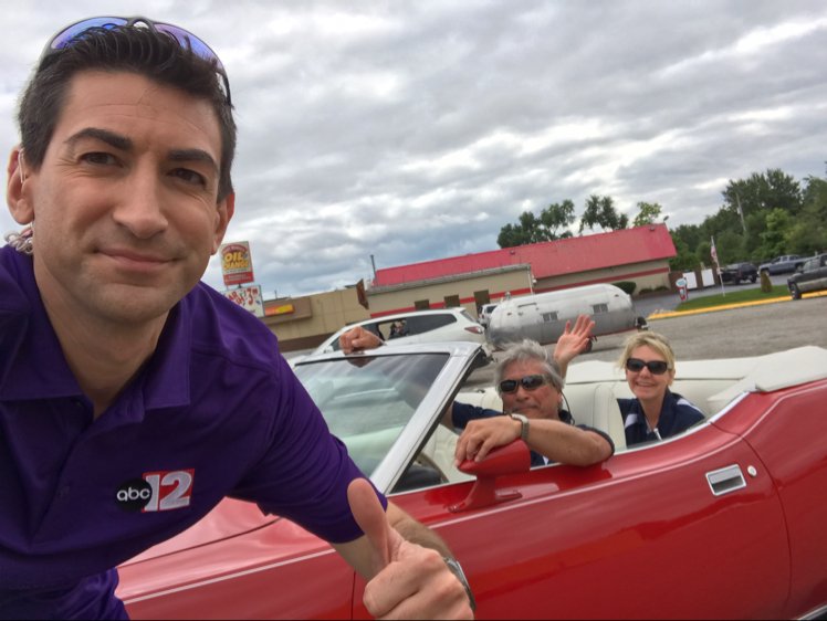 tinyurl.com/y8lcjocf <a href="/MarcJacobson/">Marc Jacobson</a> ready to roll at @BTTMI #BackToTheBricks! Live coverage all night on-air/on-line ABC12 #DowntownFlint