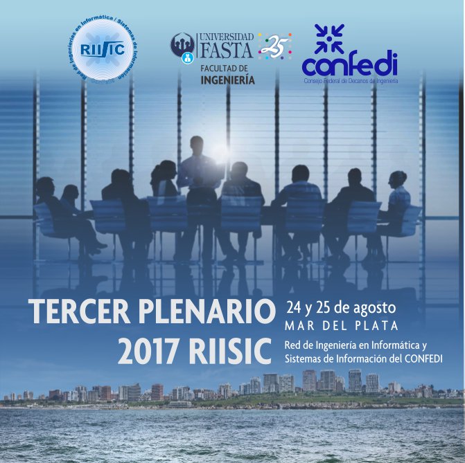 FIUFASTA's tweet photo. El 24 y 25/08 se realizará, en @UFASTA , el #TercerPlenario2017 de la Red #RIISIC, perteneciente al @confediok.
➡ https://t.co/ENrPBEVLKe https://t.co/pfExgsEnHd