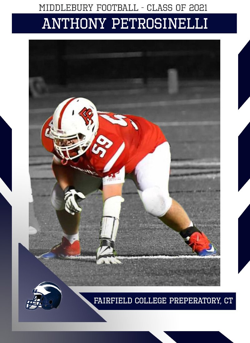 MiddFootball's tweet photo. Anthony Petrosinelli (Fairfield Prep, CT) #PantherNation #1and0 #Classof2021 https://t.co/Dlh5IGwnh2