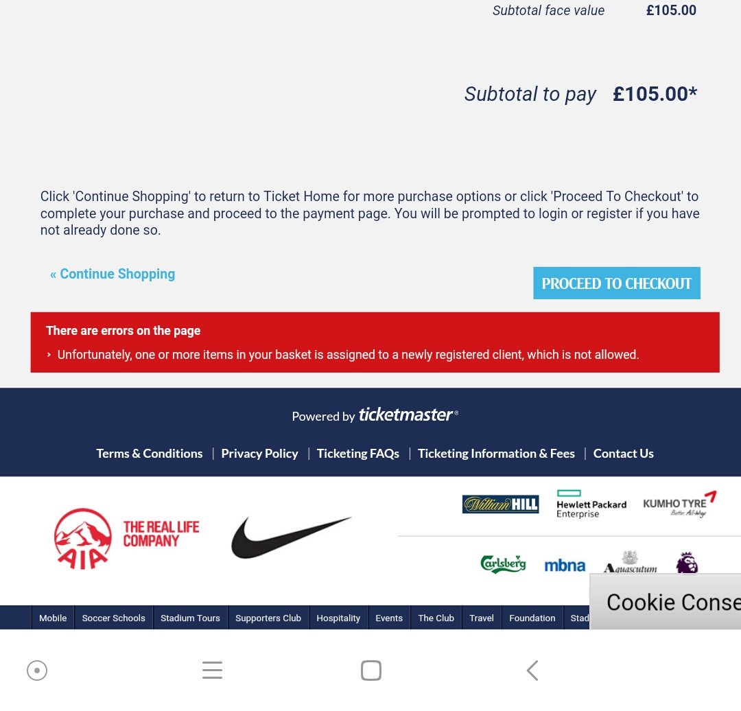 Marco_quito's tweet photo. Hej plan to buy 2 tickets for the Chelsea on Sunday.I'm non-member.Why can't I checkout the tickets online? Any ideas? Thx @HotspurTickets https://t.co/8MgLwIzddu