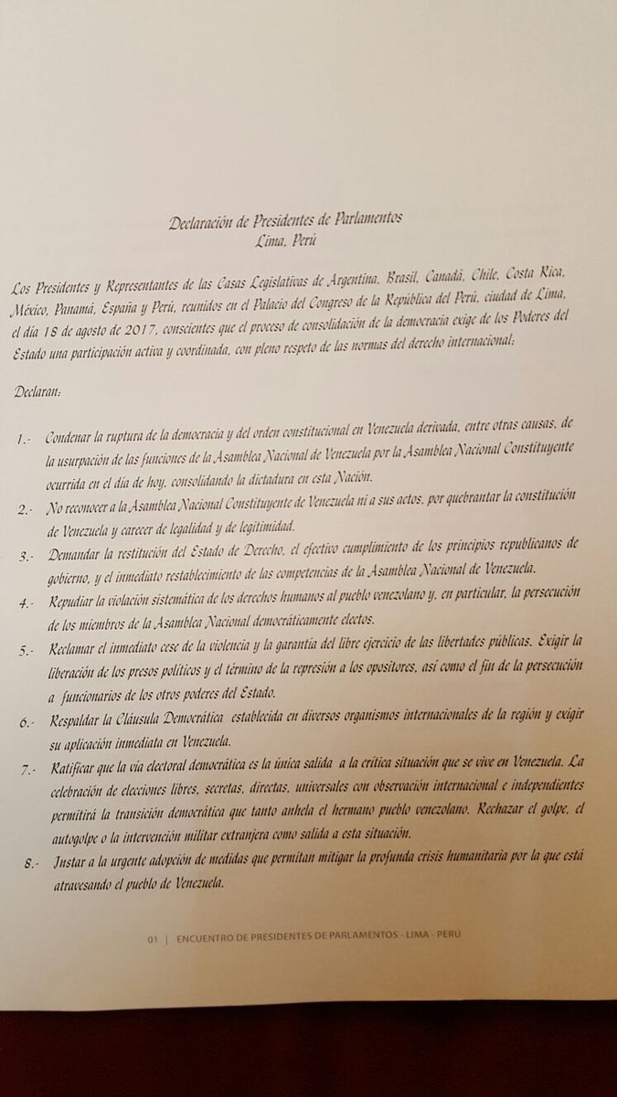 VPITV's tweet photo. #18Ago Presidentes de Parlamentos regionales condenan la ruptura de la democracia en Venezuela. 4:30 p.m. #EPP2017 https://t.co/pTwsRk7aoB