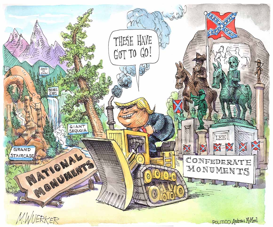 sarahfuller1930's tweet photo. Politico cartoon by @wuerker sums things up nicely
#Resist #SaveNationalParks #SaveNationalMonuments #ImpeachTrump https://t.co/vuzolAnOBl