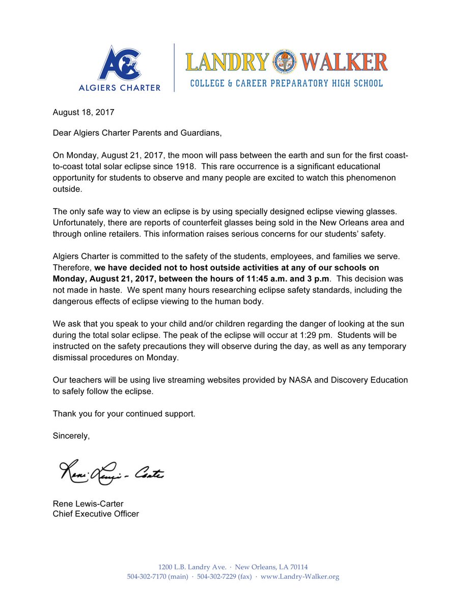 PARENTS, please read this important announcement regarding safe viewing of the solar eclipse on Monday, August 21, 2017.

<a href="/AlgiersCharter/">Algiers Charter</a>