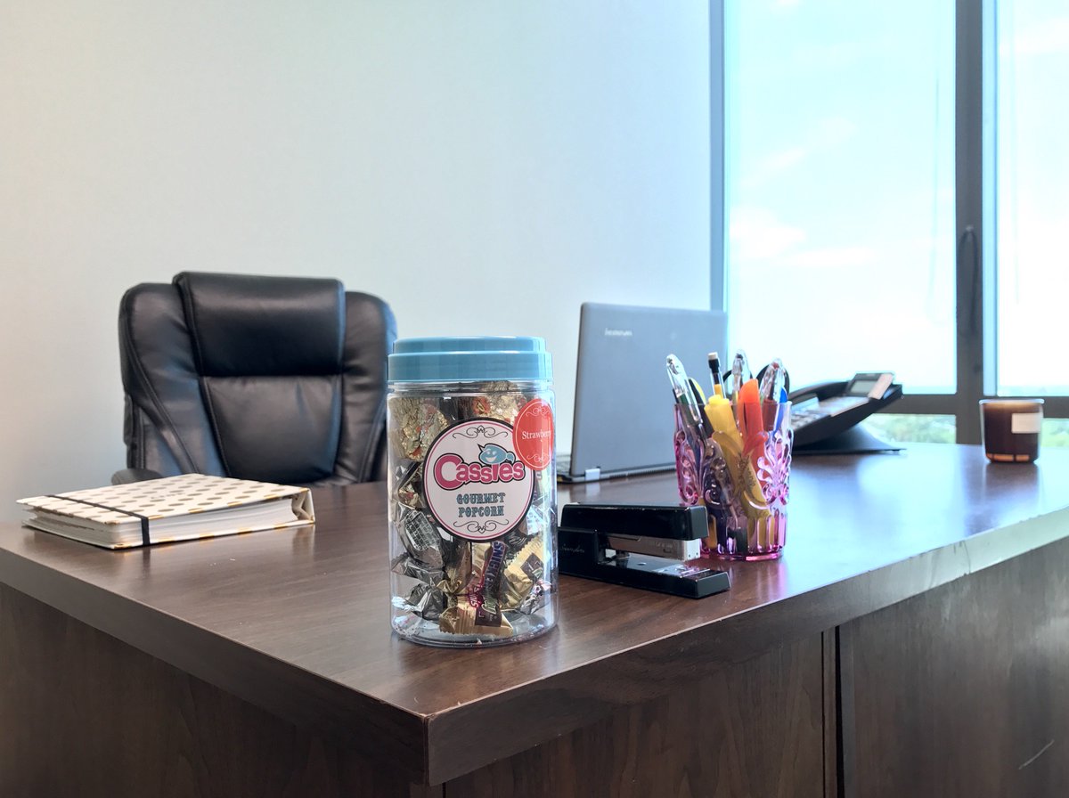 Popcorn pail turned office desk candy jar. How do you reuse your popcorn pails? #cassiesgourmet