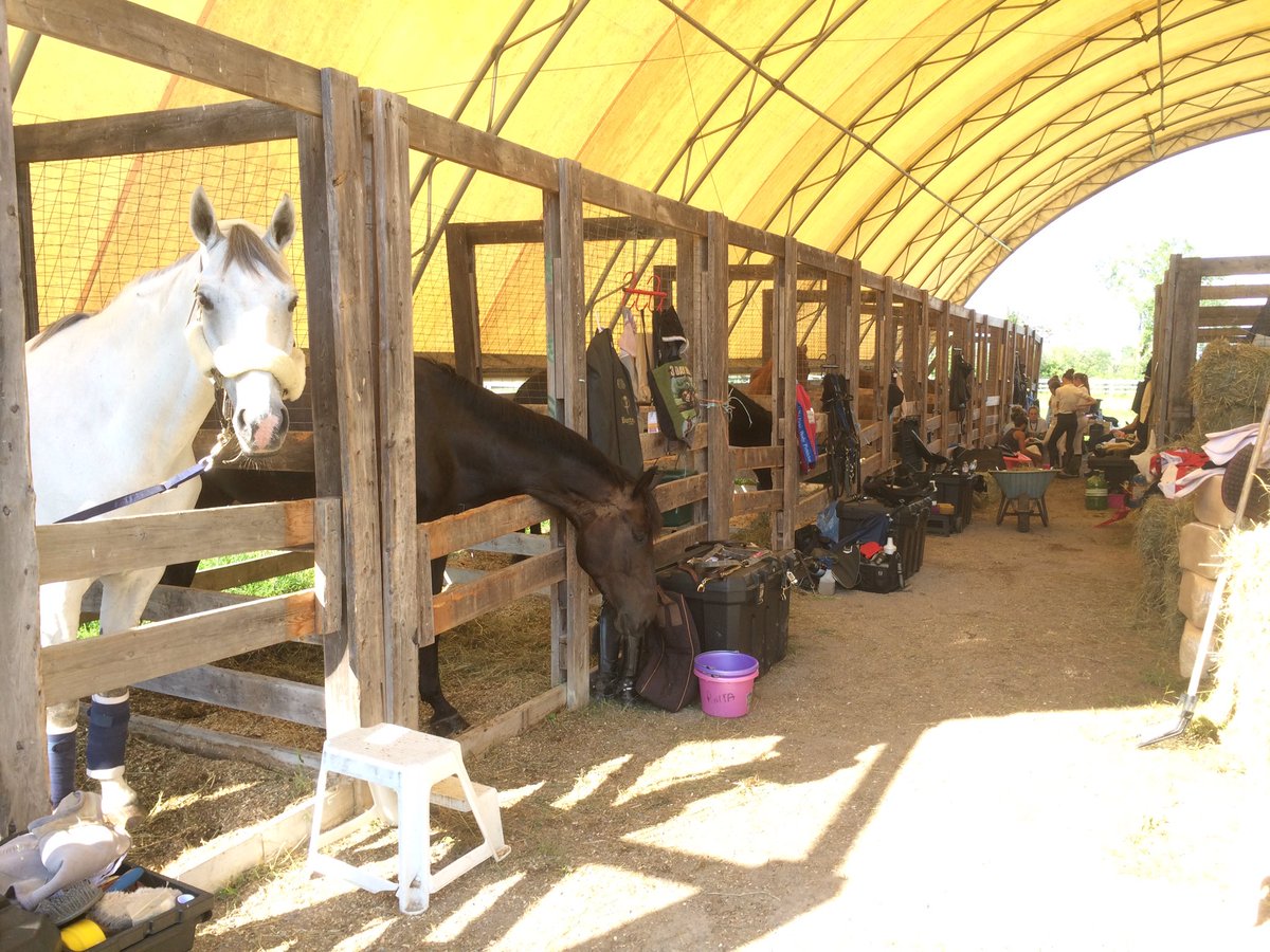 Horses &amp; riders have arrived for #Oakhurst3DE, one of North America's few long format three day events oakhurstfarm.com/oakhurst3de 🍁#eventing
