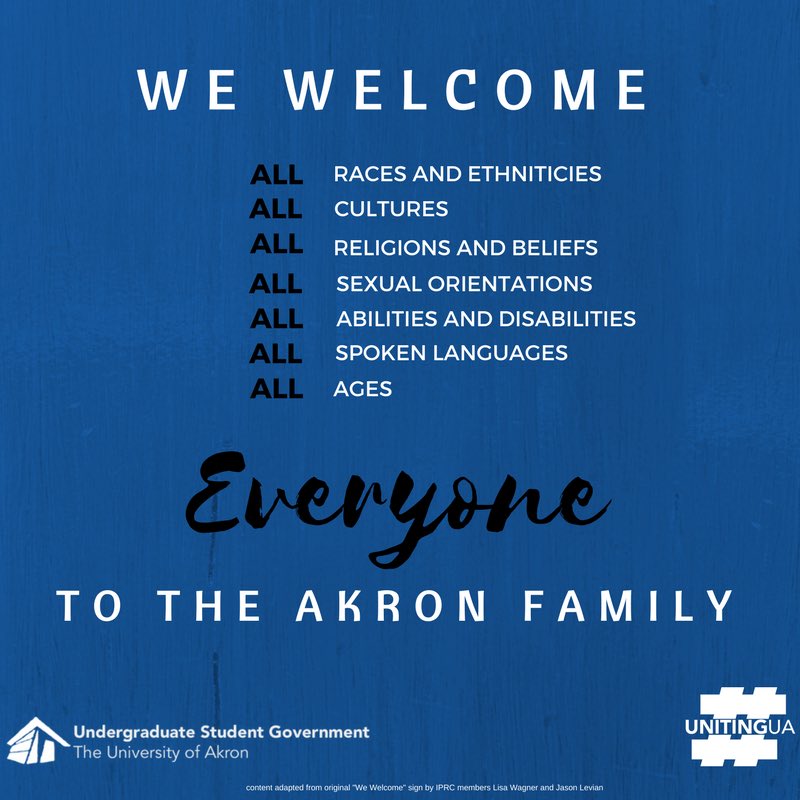 USGUA's tweet image. You are welcome here. You are safe here. You are part of the Akron family. #UnitingUA