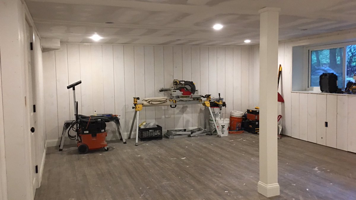 Love the before and almost finished photo comparison!!! #basement #renovation #portland #maine