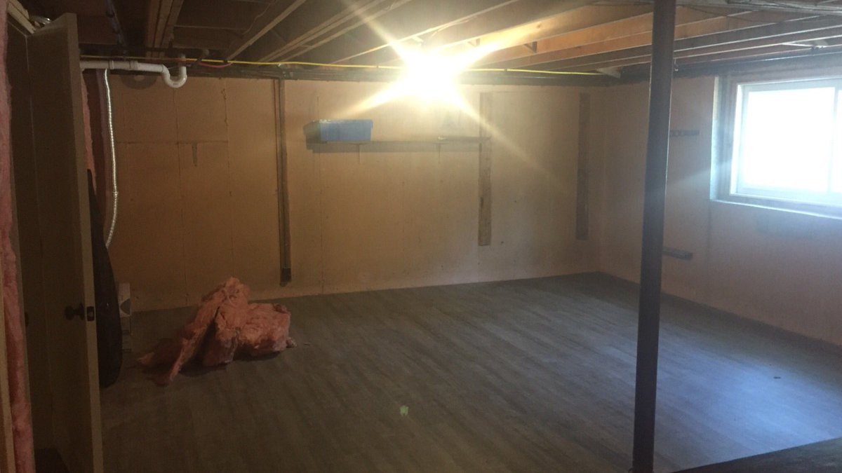 ABCraftsman's tweet photo. Love the before and almost finished photo comparison!!! #basement #renovation #portland #maine https://t.co/LSod3uJo5k