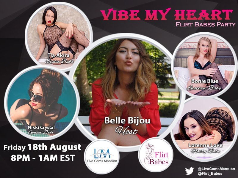 Flirt_Babes's tweet photo. Join us in @LiveCamsMansion today starting at 8PM for the hottest party hosted by our sexy #NewHost @BelleBiijou! Find us @Flirt4Free! https://t.co/IFkRarHGcr
