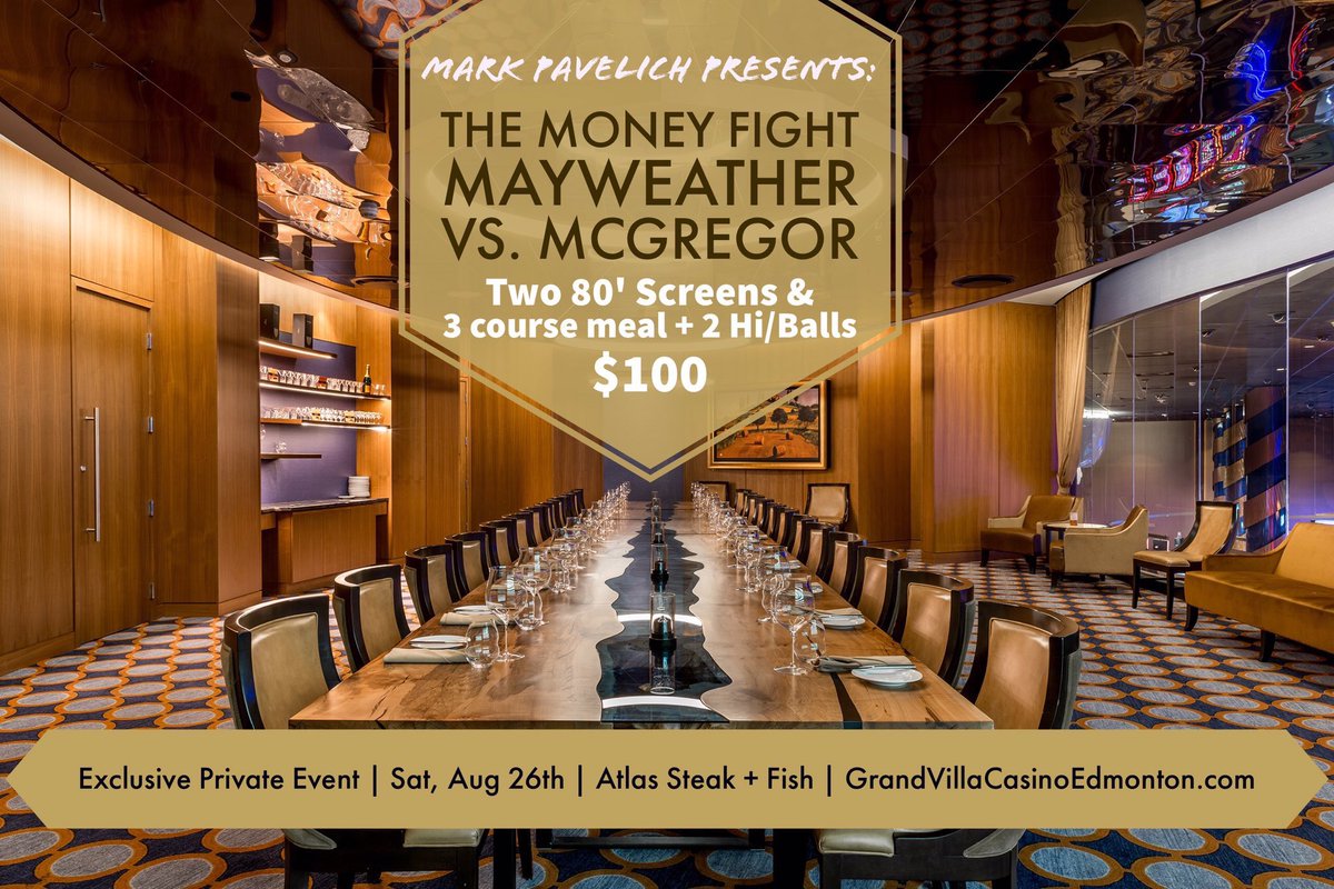 Mark Pavelich (@markpavelich) on Twitter photo 🔺Join Me Fight of The Decade AUG26 Private Room @GrandVillaYEG Dinner & Drinks <a href="/FloydMayweather/">Floyd Mayweather</a> vs <a href="/TheNotoriousMMA/">Conor McGregor</a> ☎️780.758.1632🔺8 Tickets 🔺Join Me Fight of The Decade AUG26 Private Room @GrandVillaYEG Dinner & Drinks <a href="/FloydMayweather/">Floyd Mayweather</a> vs <a href="/TheNotoriousMMA/">Conor McGregor</a> ☎️780.758.1632🔺8 Tickets