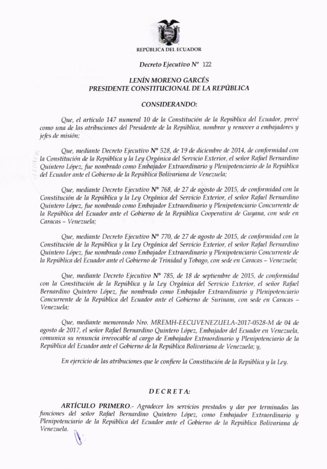AlbertoRodNews's tweet photo. ÚLTIMA HORA | Gobierno de Ecuador da por terminada las funciones de sus embajadores en #Venezuela y #Cuba #18Ago https://t.co/27eaa35Ths