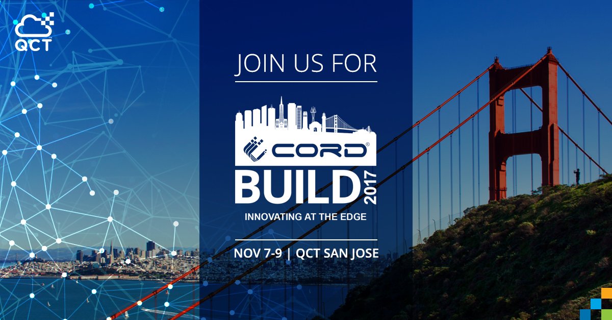 QuantaQCT's tweet photo. QCT is proud to host #CORDBuild 2017! Join developers & contributors to share, learn, & hack together! Register now: https://t.co/qFS6A9Rr0V https://t.co/Poty44E6kI