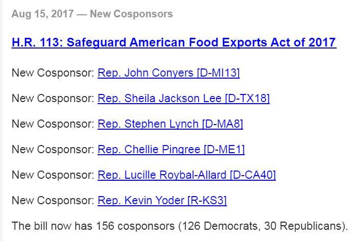 SAFE_March2DC's tweet photo. Thank you @RepJohnConyers @JacksonLeeTX18 @RepStephenLynch @chelliepingree @RepRoybalAllard @RepKevinYoder!! #Yes2SAFE #Foodsafety https://t.co/pBeVlxvoiY