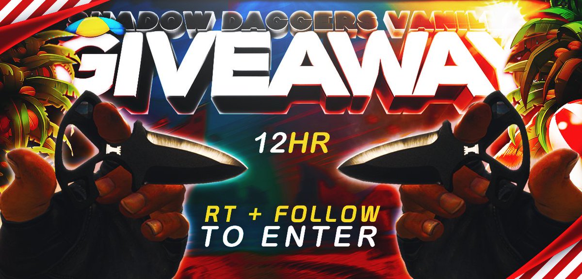 CSGORoll's tweet photo. Shadow Daggers | Vanilla

- RT
- Follow
- Enable notifications on CSGORoll
- Summer Giveaway https://t.co/HfZpA6GXPI

Ends in 12 hours.
GL! https://t.co/9Pw454sExk
