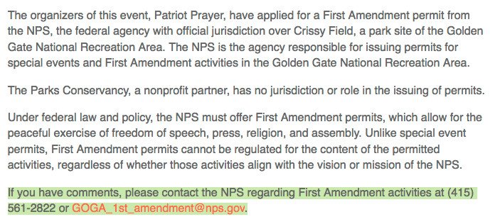 SFBayResistance's tweet photo. On Aug 26, armed militias could be in SF.

Request that the @NatlParkService deny the permit: 

goga_1st_amendment@nps.gov or (415) 561-2822 https://t.co/xIuZj9Ttws