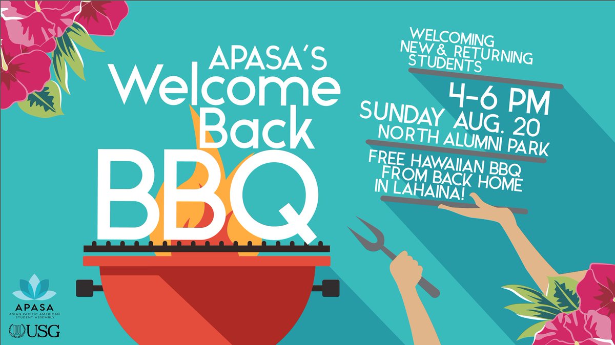 USCapasa's tweet photo. Sun's Out, (Barbecue) Buns Out! Come join us at our Welcome Back BBQ on Sunday, August 20th at North Alumni Park! https://t.co/3BA9LYWpnM https://t.co/tfPWOtatQm