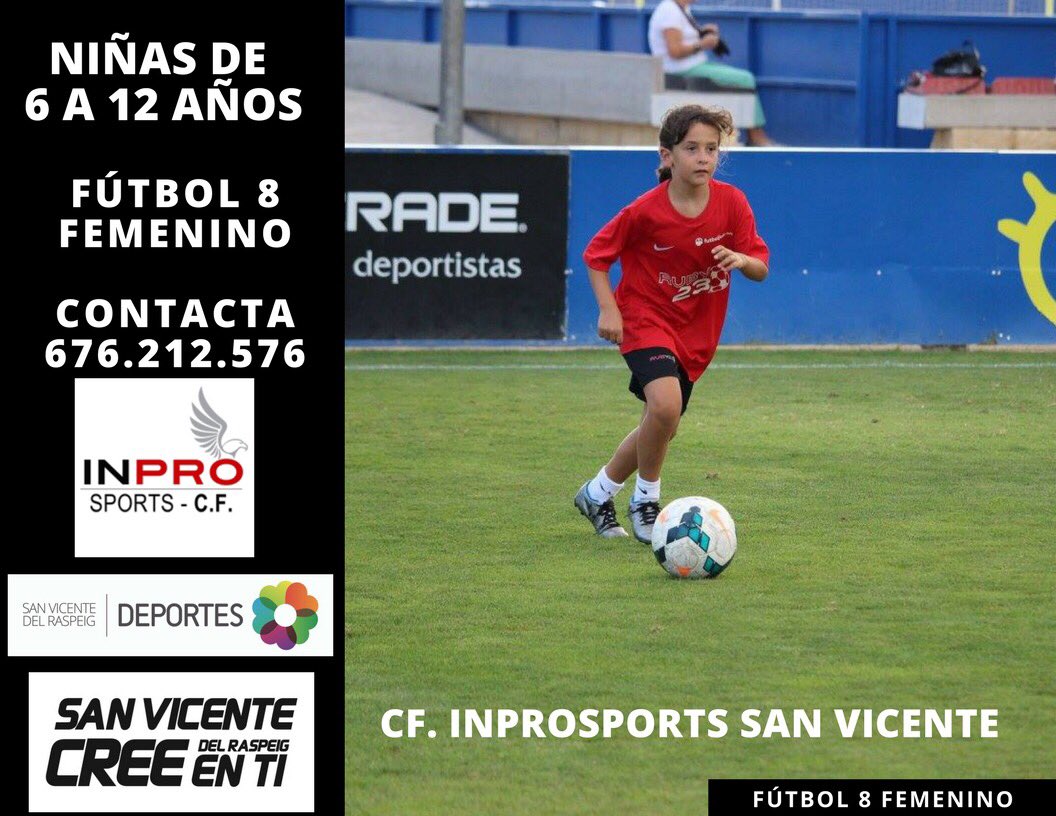 InproSports's tweet photo. Nuevo creación de un equipo de fútbol 8.
Niñas de 6 a 12 años⚽️👧🏼
Si te gusta el fútbol ven a jugar con nosotras! Fútbol y Diversión💪🏻⚽️ https://t.co/I1XORBQ4oi