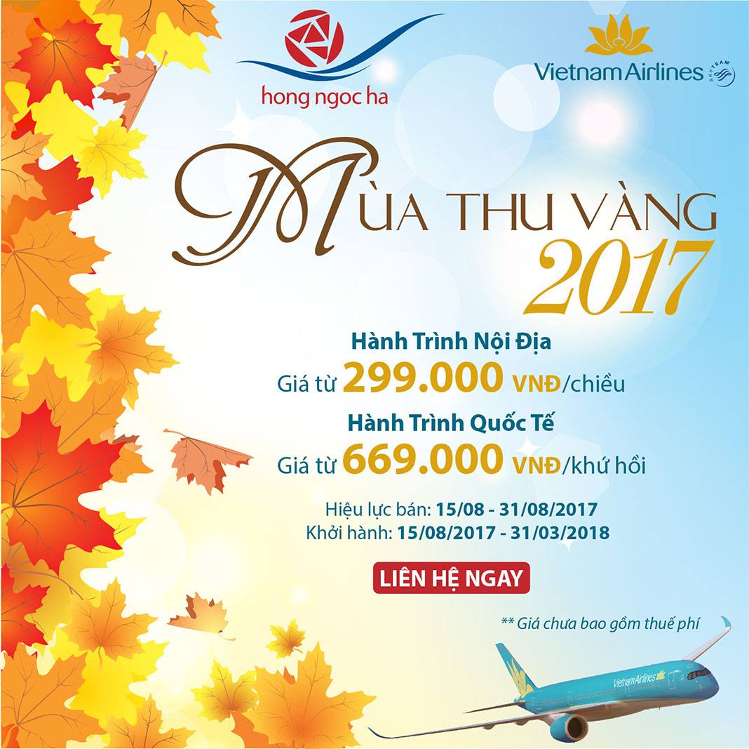 HongNgocHaAgent's tweet photo. Chương trình KM #MÙATHUVÀNG2017” của Vietnam Airlines. Bắt đầu từ ngày 15 – 31/08/2017. 
LH: 187 Lê Thánh Tôn, Q1,TP.HCM ĐT: 028.38273880 https://t.co/0Yov70BFA8