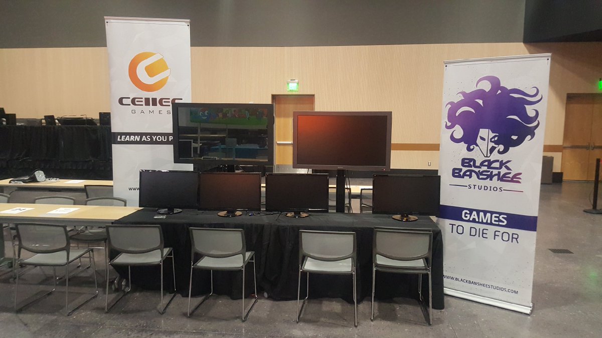 BBS_Games's tweet photo. Setting up our booth tonight at @OrlandoiX, join us tomorrow for our new games @DontBleed and @BaconBurgerShop. #OrlandoiX17 https://t.co/zDd3aexlzW