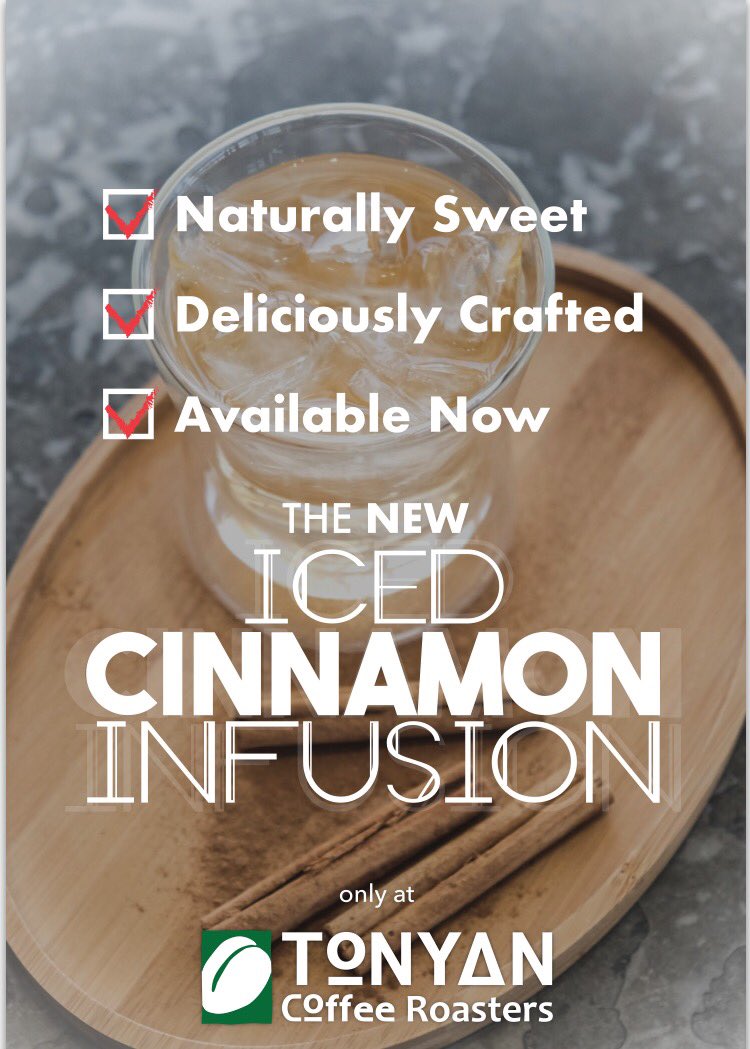 TonyanCoffee's tweet photo. Start your Friday with our CINNAMON INFUSION iced tea - new to the menu! 
Naturally sweet and delicious. https://t.co/jbRMjYC359