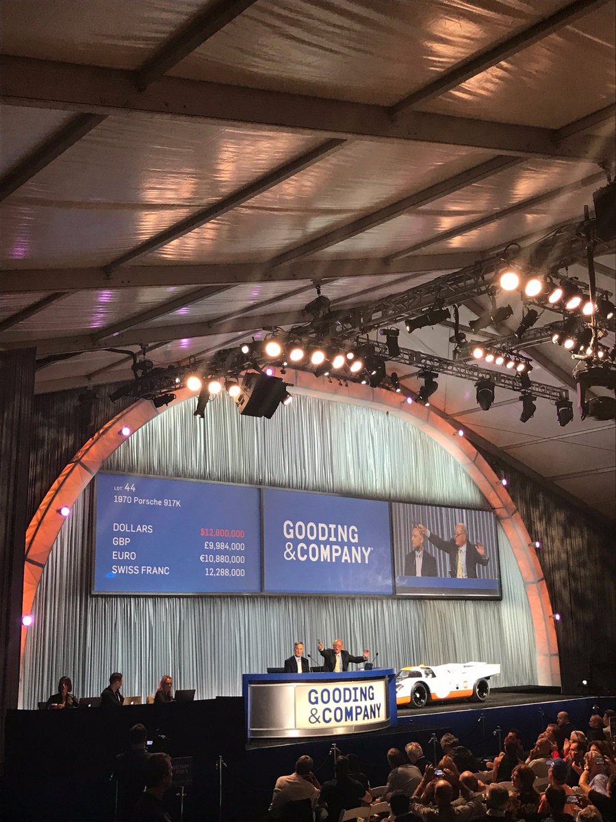 goodingandco's tweet photo. SOLD! Lot 44 - this rare and historic 1970 #Porsche #917K has just left the block for a world-record $14,080,000!! #GoodingPebble https://t.co/HADJAVy0EJ