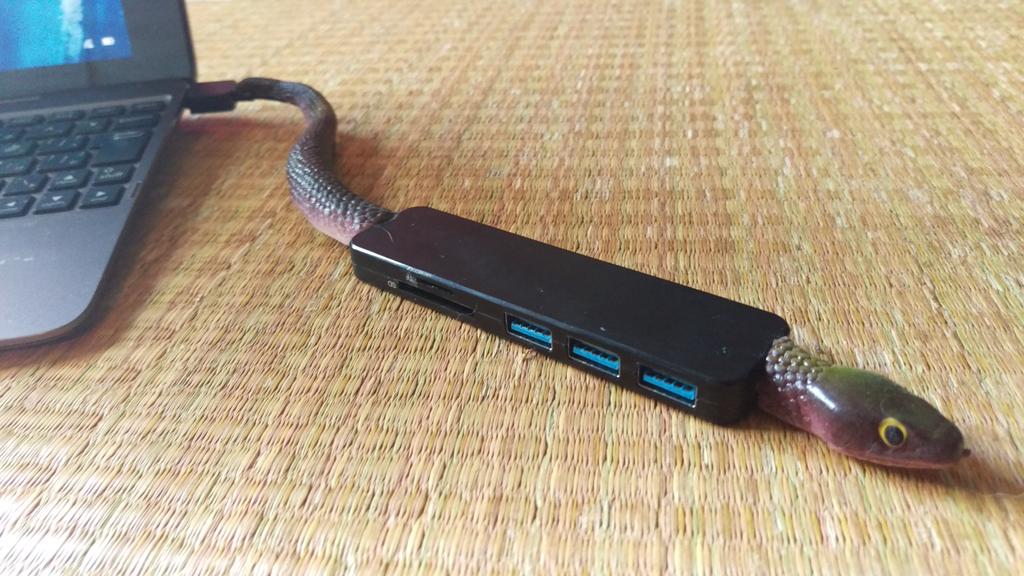 ぼくが作ったUSBハブを誰か商品化してください。 野外PC作業の際にはスズメよけにもなります。